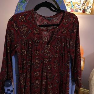 American Eagle Maroon Patterned Dress